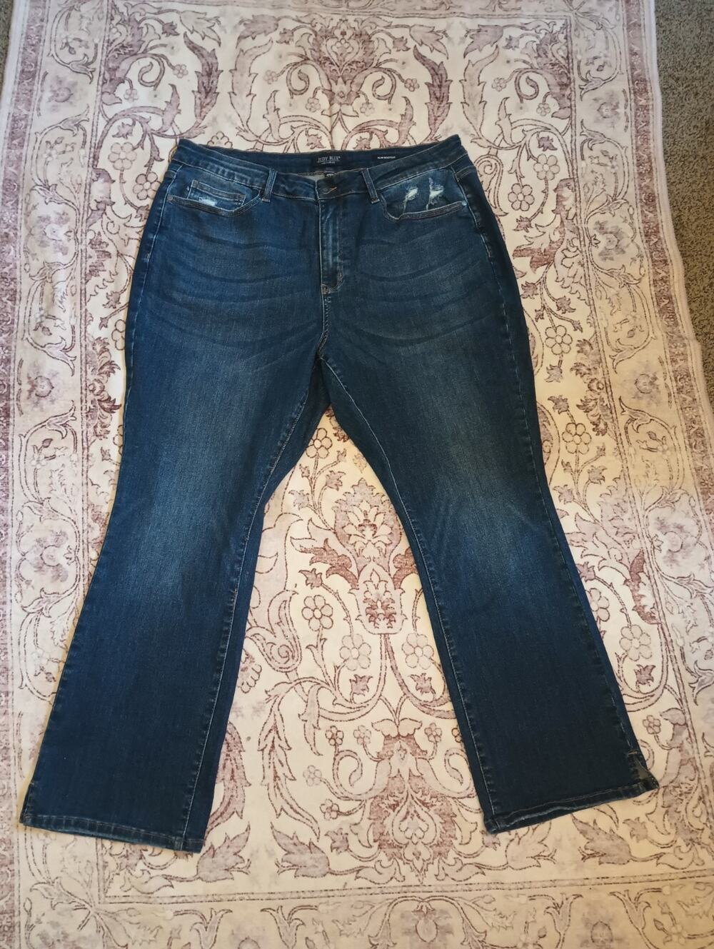 Judy Blue Slim Bootcut Jeans 22W Dark Distressed Stretch Western Cowgirl